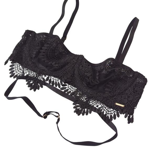 BlueBella Bra Womens Black Strappy Sexy Lingerie 34B Underwire Lace Mesh - Picture 1 of 7